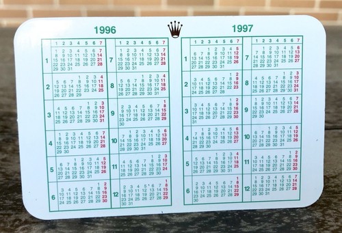 Rolex calendar 1996 1997 - rolex,