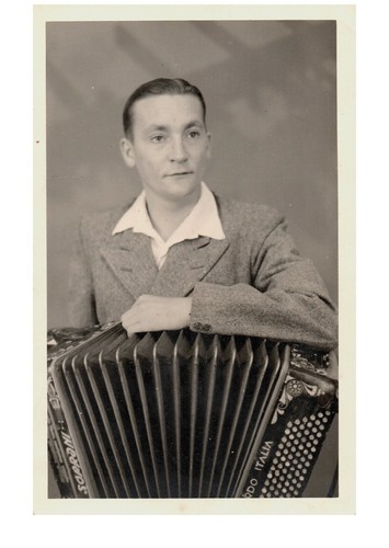 Cartolina fisarmonica uomo che - fisarmonica,