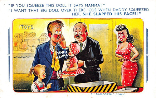 Postcard comic lady big boobs - postcard,