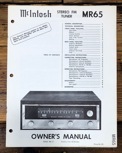 Sintonizzatore mcintosh 65 - sintonizzatore, mr-65