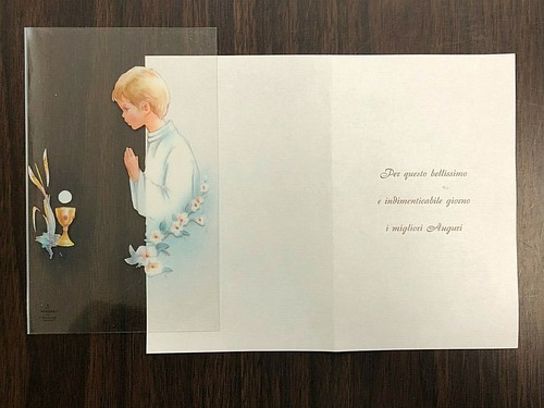 Biglietto vintage auguri prima - vintage,