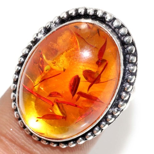 Anello ambra placcato - , argento