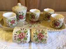 Umbria Vassoio 6 Tazze Tazza Caffè Zuccheriera Ceramica Dipinto A Mano 