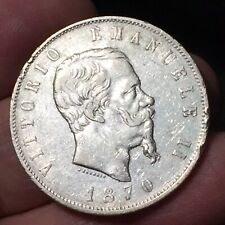 VITTORIO EMANUELE II (1861-1878) 5 Lire 1870 Milano ARGENTO '900
