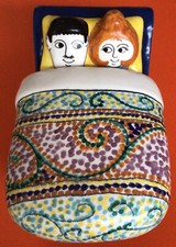 Scatola coperchio letto coppia novità Giancarlo Tunsi Girard ceramica vintage retrò anni 60-70