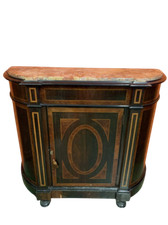 Antico mobile credenza servante francese  intarsiato con marmo epoca XX secolo