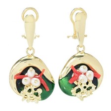 Orecchini Graziella Placcati Oro 23K Elettroforma Perle Coltivate Vita di Mare