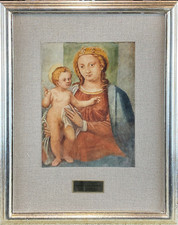 Antica Opera Quadro Stampa Fotografica Madonna Bambino Scuola Parmense e Cornice