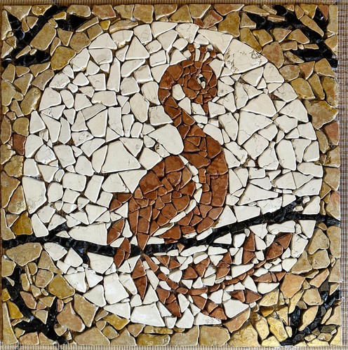 Pavone rosone mosaico - rosone,