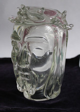 L68-GESU' CRISTO VETRO TESTA GLASS BIANCO WHITE SACRO  RELIGIONE CHIESA EX VOTO