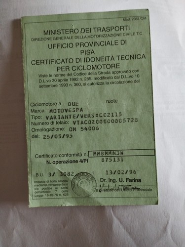 Motovespa libretto vespa - 50,