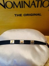 Nomination Bracciale Originale Vera Pelle Nero Saint Tropez “FUN” Acciaio/Oro