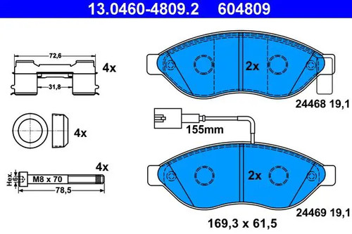 Pastiglie freno 0460 - freno, 13.0460-4809.2