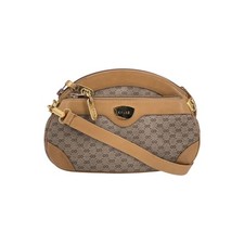 Autentica borsa a tracolla Gucci vintage beige monogramma tela semi rotonda