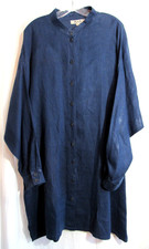 Abito lino blu lino manica