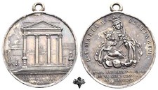 1870 Beata Vergine Maria Madonna Grazie Aurea Vaticana Corona Medaglia ARGENTO