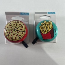 Lotto 2 campanelli in metallo per bicicletta Electra Bike Pizza Pie & Fries Domeringer