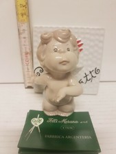 ANGELO In PORCELLANA MORENA CUORE MATTO Artigianali DECORATI A MANO ALT. 9-11 cm