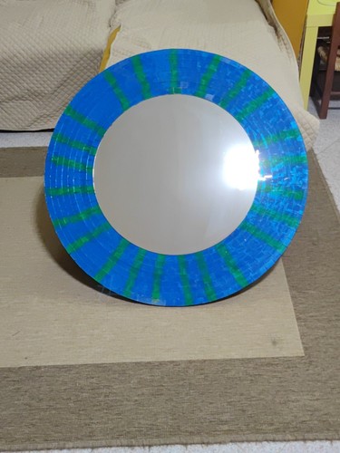Specchio rotondo blu e verde - specchio,