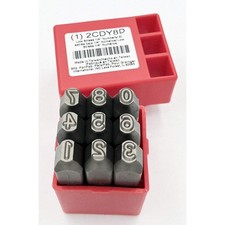 Set numeri 2CDY8 OMOLOGATI GRAINGER, 1/4 di pollice H,Acciaio 2CDY8