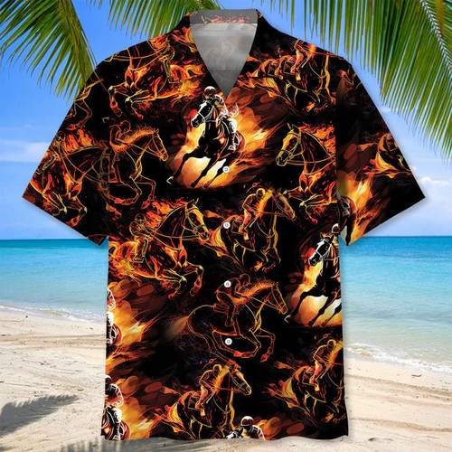 Camicia hawaiana cavallo - , fuoco