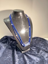 Collana perline colore blu - collana,