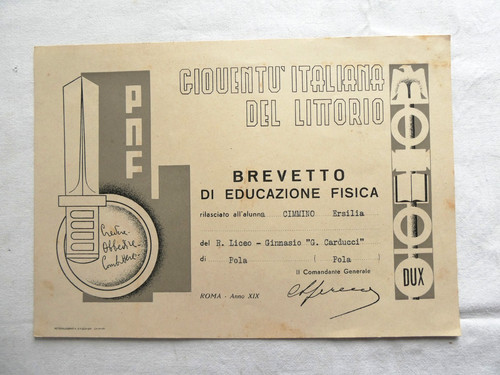 Diploma pola pnf - pola, gioventu'