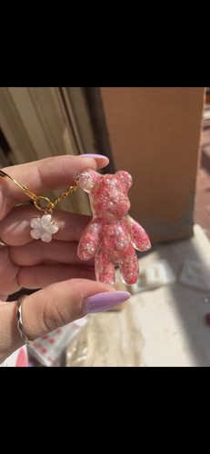 Portachiavi orsetto con fiori - portachiavi,