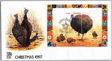 Namibia 1997 Natale Elmetto Guineafowl N$5 Foglio Souvenir Scott #960 MNH