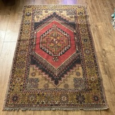 Tappeto Turco Anatolico Vintage 5,6x3,6 Annodato A Mano Oushak Bergama 170x110 Cm