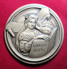 Medaglia dedicata al Pittore Italiano Lorenzo Lotto Bergamo 1998 opus Cattaneo