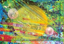 Acrilico E Spray Su Tela Firmato A Mano Quadro Tela Opera Arte