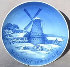 BING & GRONDAHL 1895 - 1955 B&G Piatto Giubileo di Natale: Mulino Dybbøl