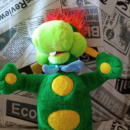 Peluche drago verde con cresta - peluche,