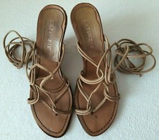 SANDALI  "CAFE' NOIR" MISURA 36  SUOLA VERO CUOIO  MADE IN ITALY USATI