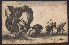 1630 gravure originale Jacques Callot Forgerons Vulcain Combat à la barrière