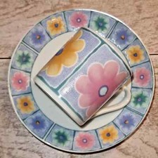 Set 6 Tazzine da Caffè con Piattino Blue Floral - Porcellana - CasaItalia  70 ml