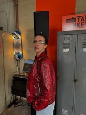 Giacca di pelle modello coccodrillo rosso