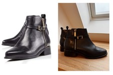 Stivaletti DUNE neri donna pop oro fibbia stivaletti in pelle indossati una volta prezzo consigliato £79