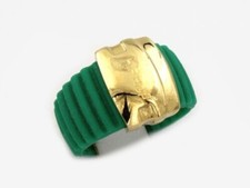 Anello HIP HOP ICON Verde e Acciaio Gold Misura S Idea Regalo Nuovo PROMO