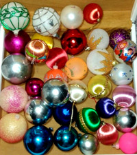 lotto palline per albero di natale in plastica anni 60/70 colorate usate