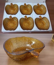 Set 7 Coppe in vetro ambrato. Una ciotola frutta +6 coppette macedonia . Vintage