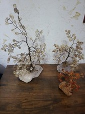 Gruppo 3 Alberelli  PIETRE dure Naturali Con Basi In Minerali Anni 70 