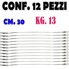 cavetti acciaio treccia con moschettone pesca serra luccio reale spinning mare 