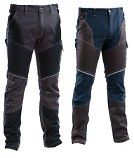 Pantaloni da lavoro elasticizzati slim-fit in cotone grigio blu invernali