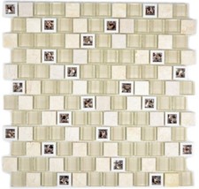 Mosaico IN Vetro Plastica Beige Specchio Piastrelle Cucina 82BM-0115_F 10