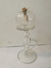 ANTICA LAMPADA LUME A PETROLIO IN IN VETRO SOFFIATO DI ALTARE  inizio XIX SEC.