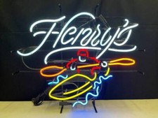 Insegna Luminosa Henry's Kayak Sport Birra Neon Lampada da Appendere Luce Notturna Regalo 24"x20"