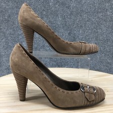 Scarpe Apepazza donna 9 Fairdale Pump marroni slip on casual tacco a cono punta mandorla