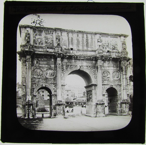 Glass magic lantern slide rome - glass,